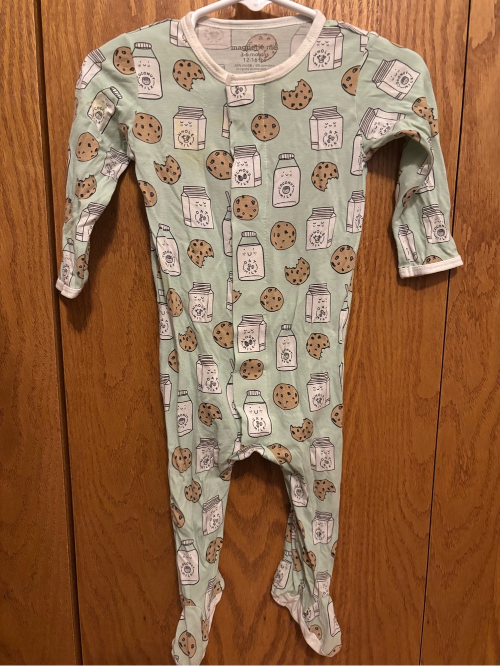 Magnetic Me Mint Green Cookie & Milk Print Footed One-Piece